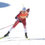 Johannes Høsflot Klæbo cross country skiier during a competition.