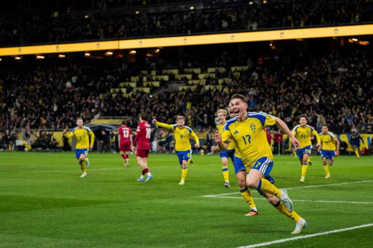 Viktor Gyökeres celebrates a goal for sweden during a world cup 2026 qualifier game. World Cup 2026 tips for day 5 & 6 featured image.