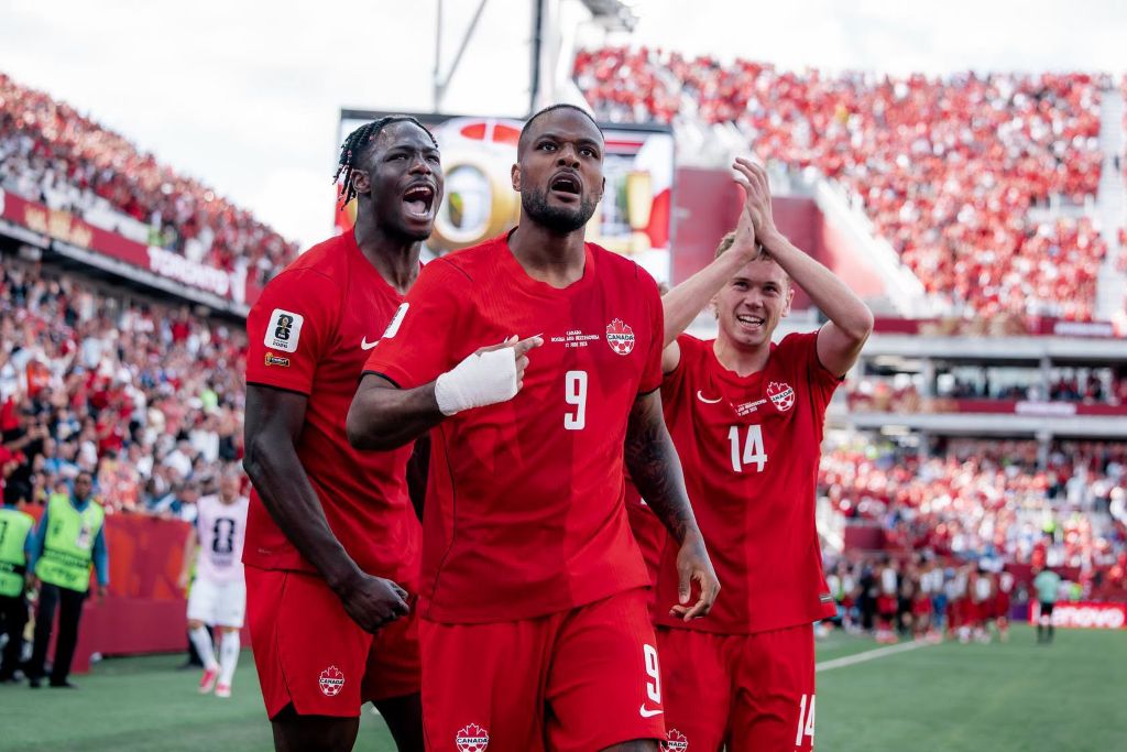 Cyle Larin celebrates his goal against Bosnia in Canada's first World Cup 2026 game. World Cup 2026 tips for day 9 & 10 featured image.