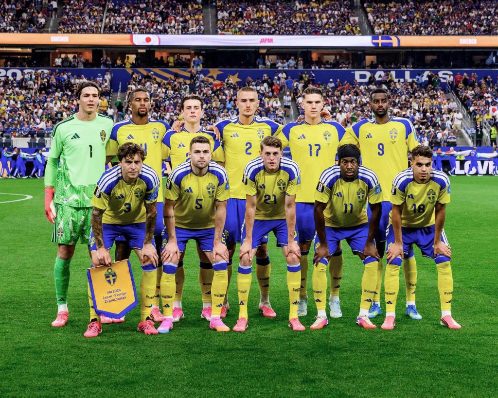 The Sweden national team photo ahead of their World Cup 2026 game vs Japan. France vs Sweden Round of 32 World Cup 2026 featured image.